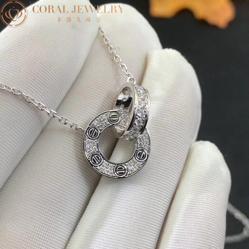 Cartier Love Necklace B7216300 Diamond-paved 18K White Gold 9