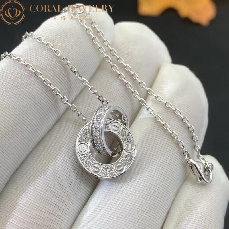 Cartier Love Necklace B7216300 Diamond-paved 18K White Gold 8