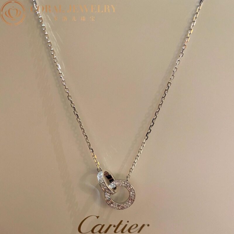 Cartier Love Necklace B7216300 Diamond-paved 18K White Gold 7