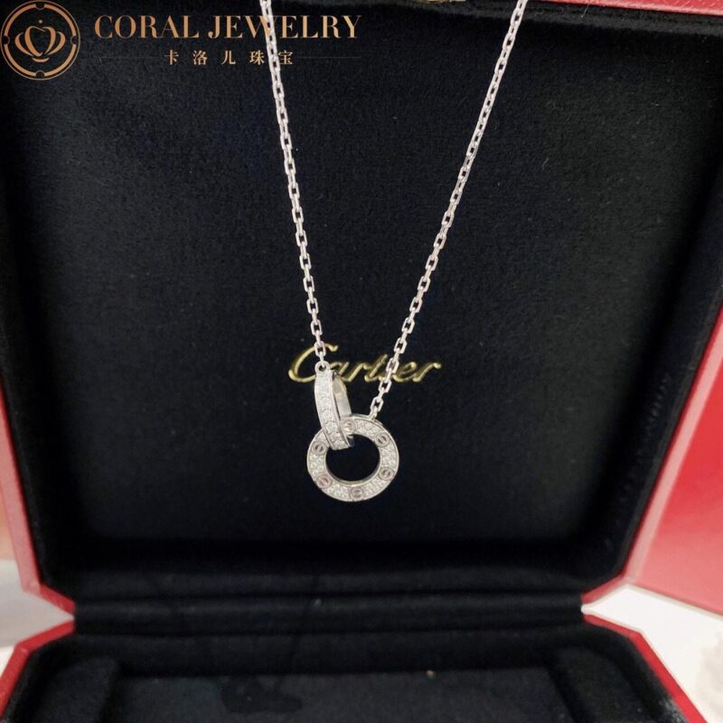 Cartier Love Necklace B7216300 Diamond-paved 18K White Gold 3