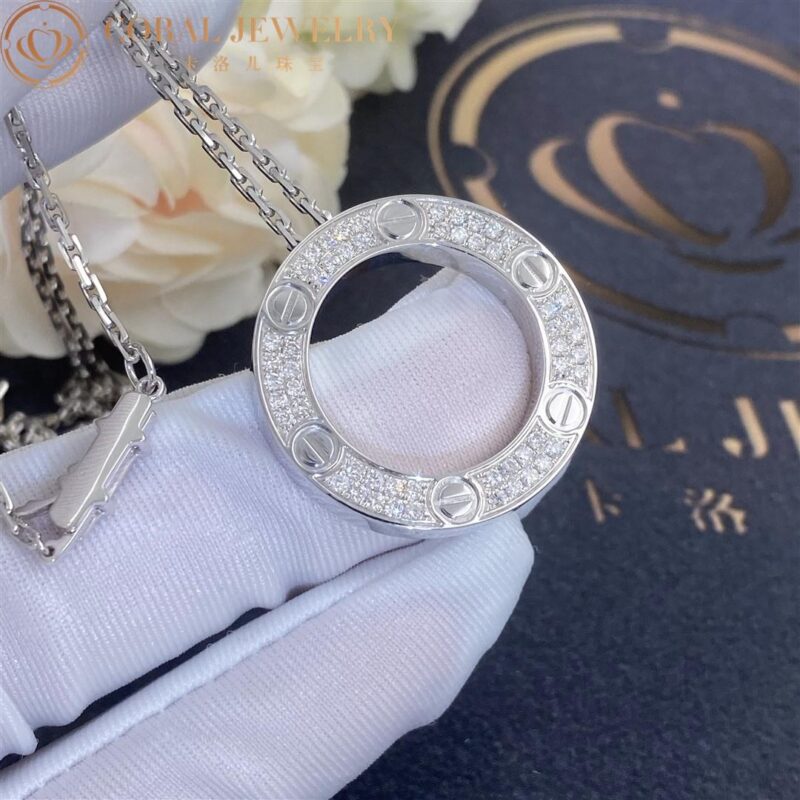 Cartier Love Necklace B7058000 Diamond-paved White Gold 4