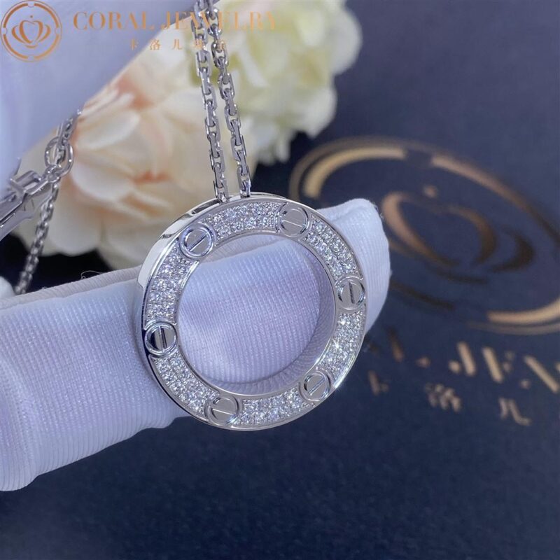 Cartier Love Necklace B7058000 Diamond-paved White Gold 2