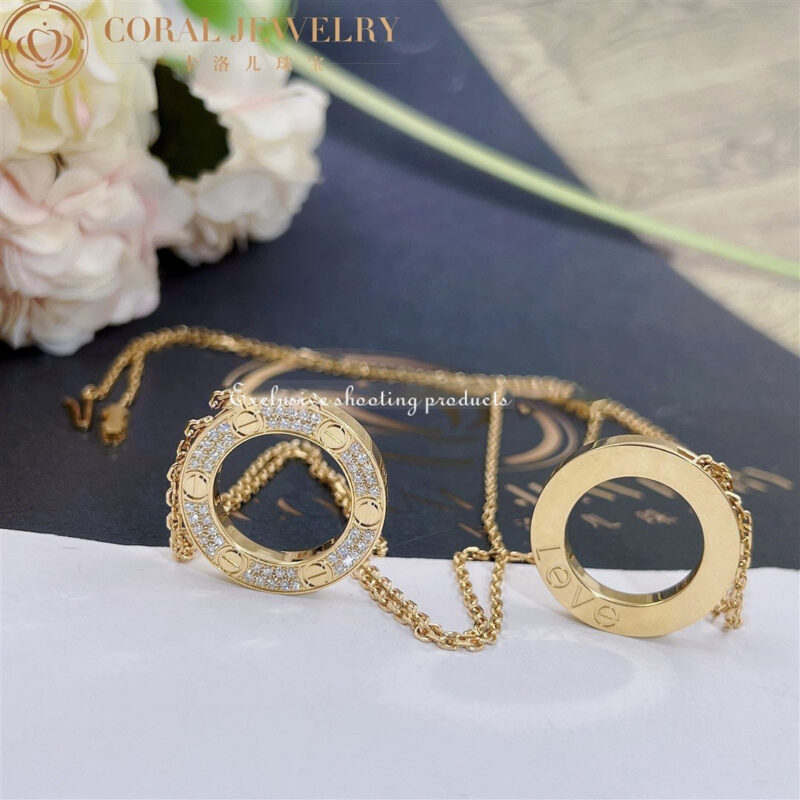 Cartier Love Necklace B7058400 Diamond-paved Yellow Gold 8