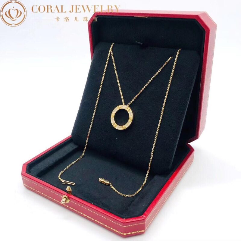 Cartier Love Necklace B7058400 Diamond-paved Yellow Gold 2