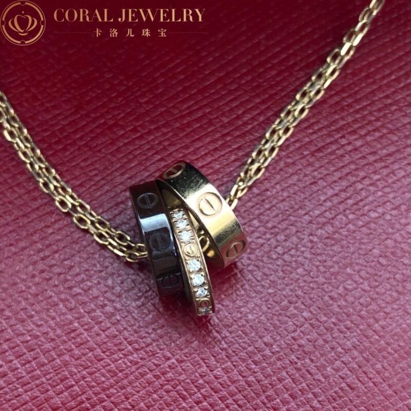 Cartier Love Necklace B3046600 Rose Gold Ceramic Diamond 4