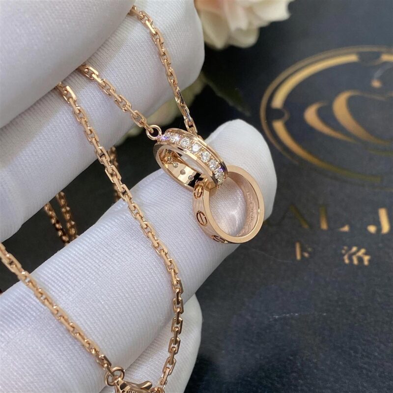 Cartier Love Necklace B7013900 Rose Gold Diamonds 2