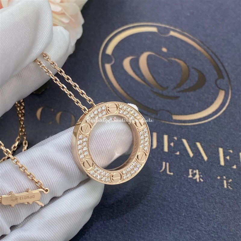 Cartier Love Necklace Rose Gold Diamonds B7224527 5