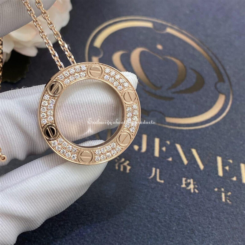 Cartier Love Necklace Rose Gold Diamonds B7224527 4