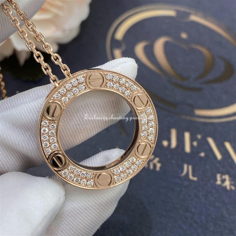 Cartier Love Necklace Rose Gold Diamonds B7224527 3