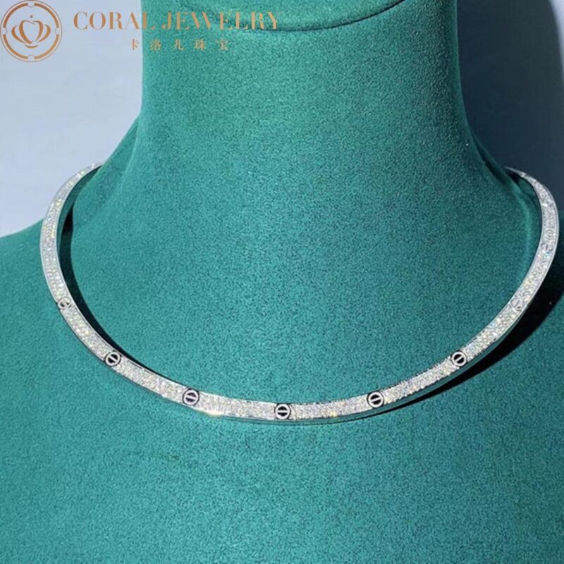 Cartier Love Necklace N7424352 White Gold Diamond Collar 9