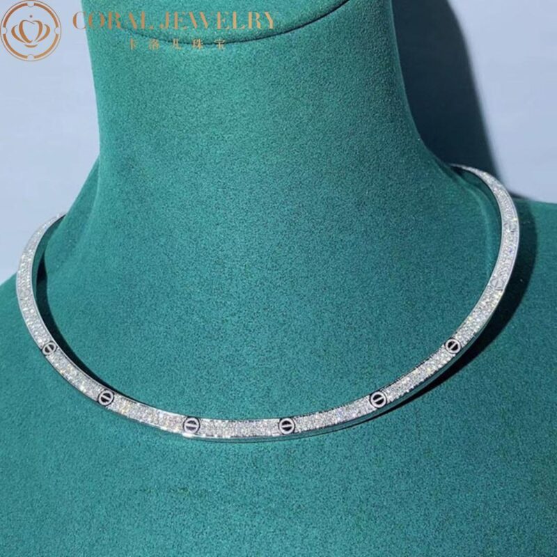 Cartier Love Necklace N7424352 White Gold Diamond Collar 8