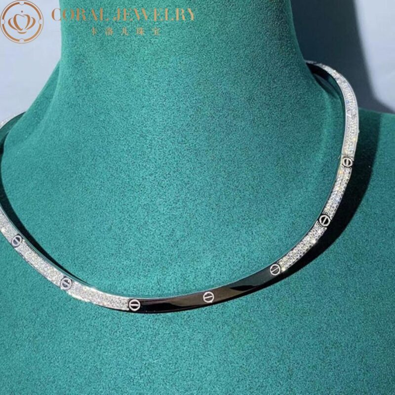 Cartier Love Necklace N7424352 White Gold Diamond Collar 7