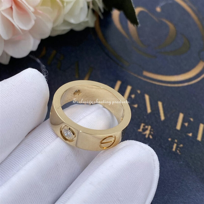 Cartier Love Ring B4032400 3 Diamonds Yellow Gold 2