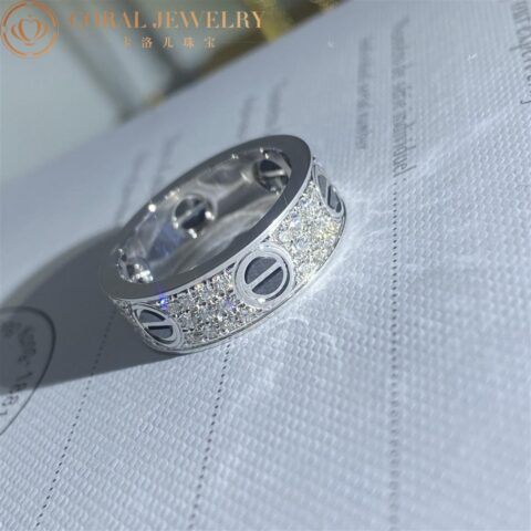 Cartier Love Ring B4207600 Diamond-paved Ceramic White Gold 8