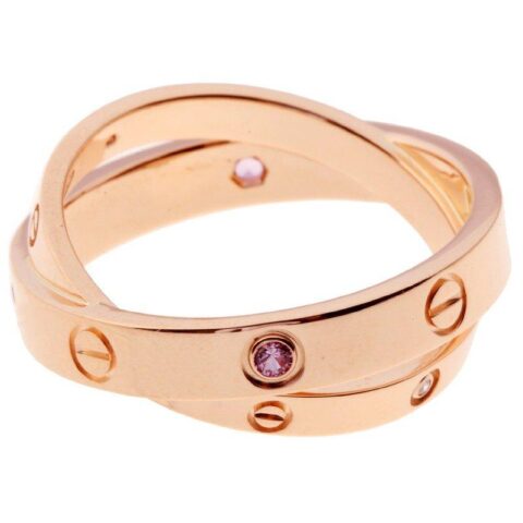 Cartier Love Ring B4209700 Rose Gold Sapphires Diamonds 7