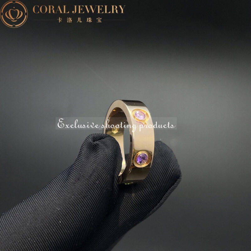 Cartier Love Ring B4087800 Rose Gold Sapphires Garnets Amethyst 6