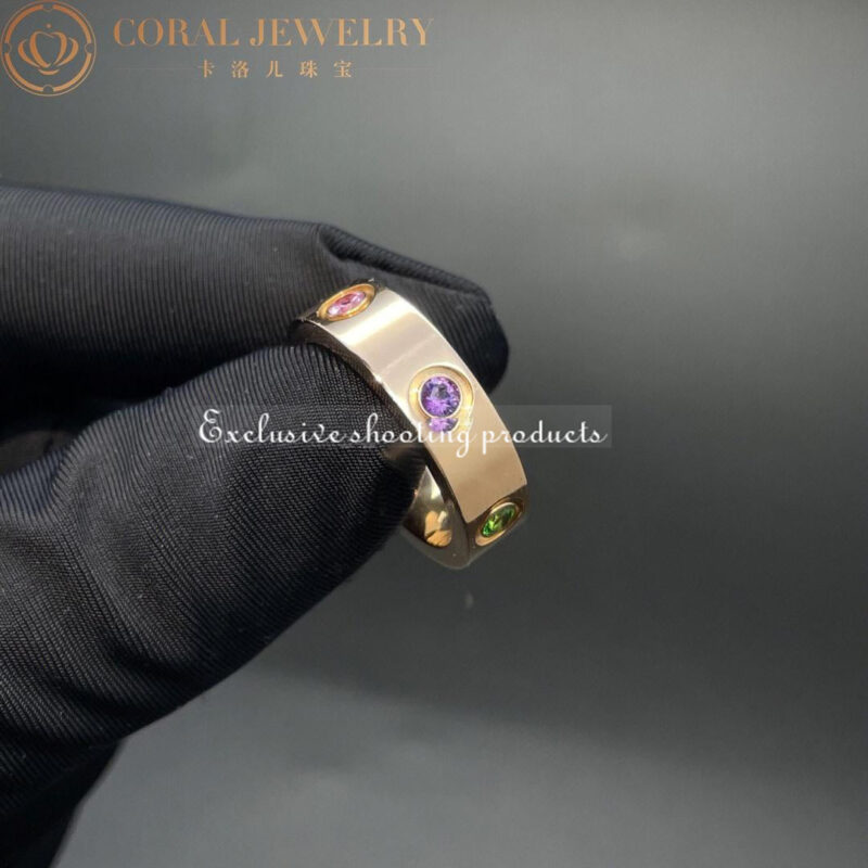 Cartier Love Ring B4087800 Rose Gold Sapphires Garnets Amethyst 5