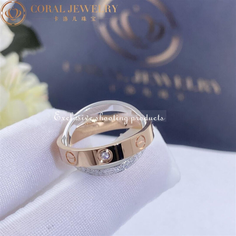 Cartier Love Ring B4094600 Rose Gold White Gold Diamond-paved 3
