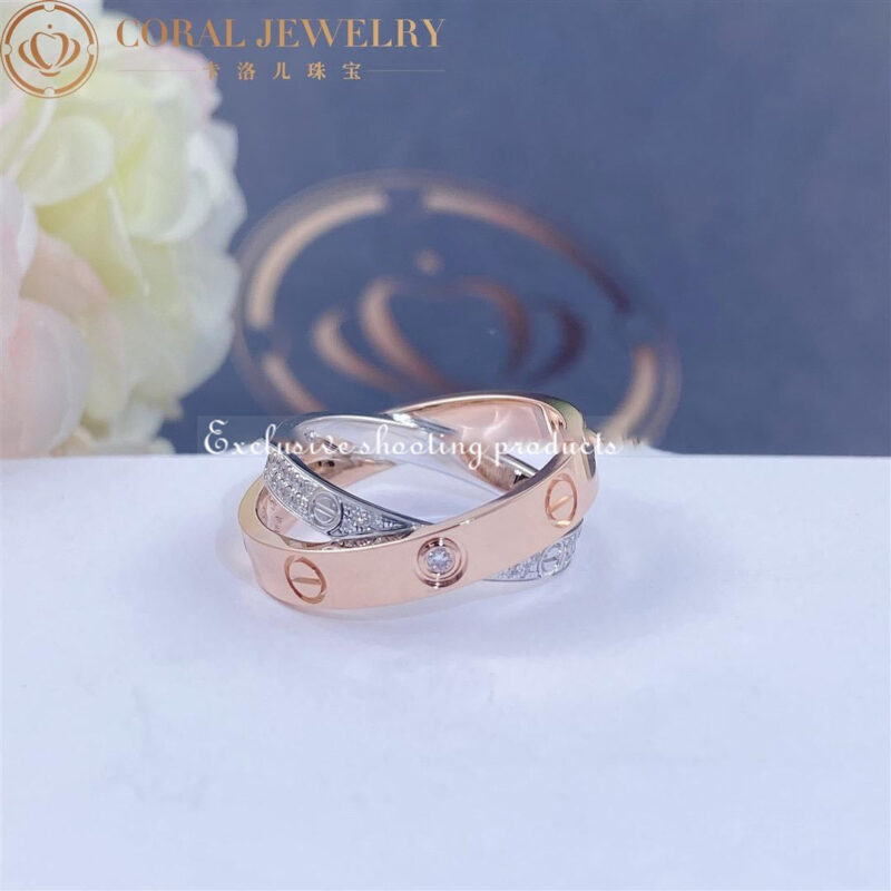 Cartier Love Ring B4094600 Rose Gold White Gold Diamond-paved 8