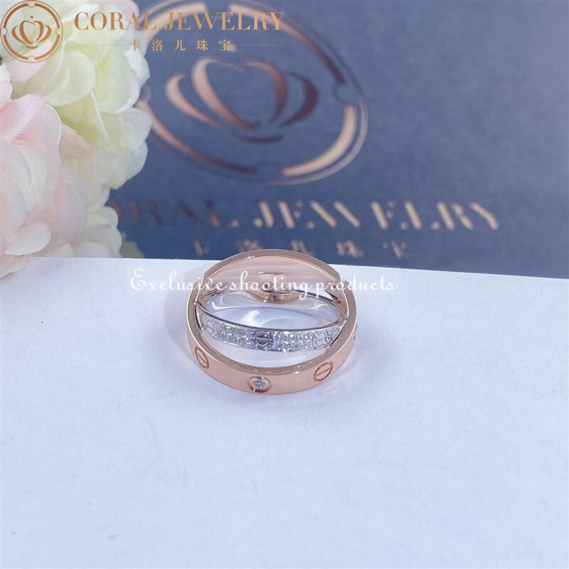 Cartier Love Ring B4094600 Rose Gold White Gold Diamond-paved 7