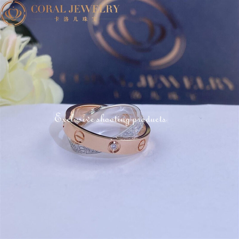 Cartier Love Ring B4094600 Rose Gold White Gold Diamond-paved 6