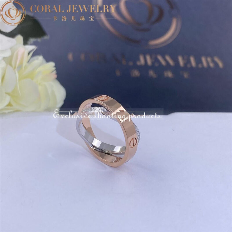Cartier Love Ring B4094600 Rose Gold White Gold Diamond-paved 5