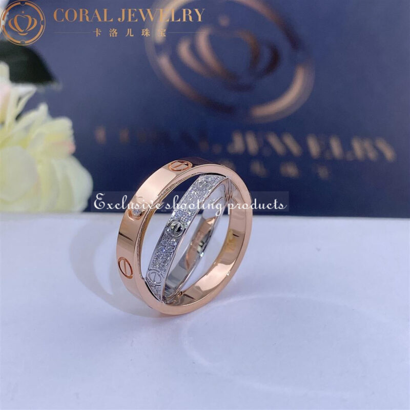 Cartier Love Ring B4094600 Rose Gold White Gold Diamond-paved 4
