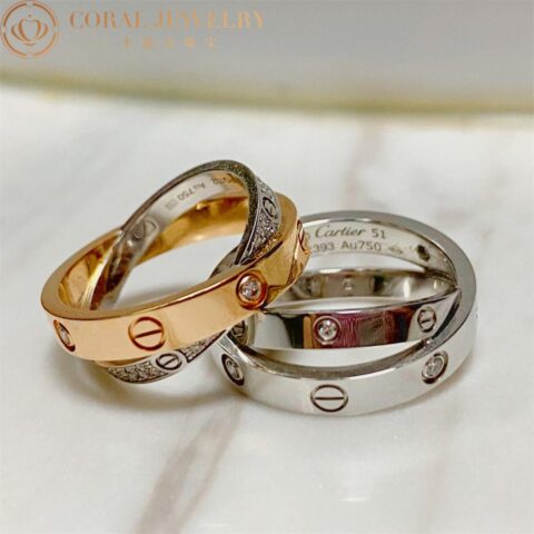Cartier Love Ring B4094300 Rose Gold White Gold Diamonds 6 Diamonds 8