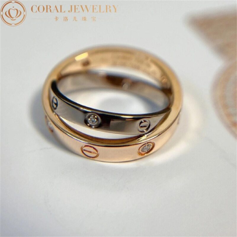 Cartier Love Ring B4094300 Rose Gold White Gold Diamonds 6 Diamonds 6