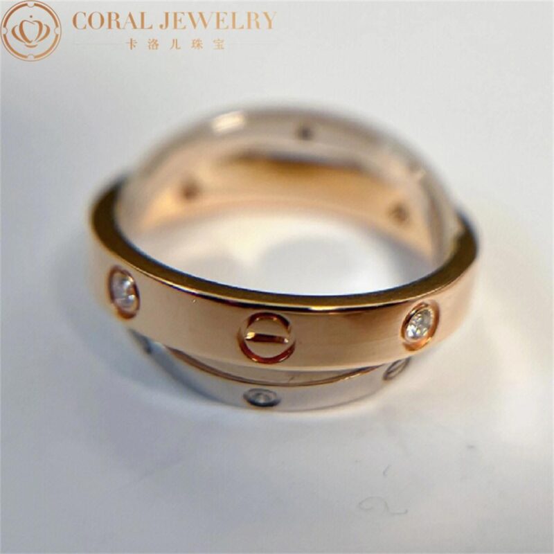Cartier Love Ring B4094300 Rose Gold White Gold Diamonds 6 Diamonds 4