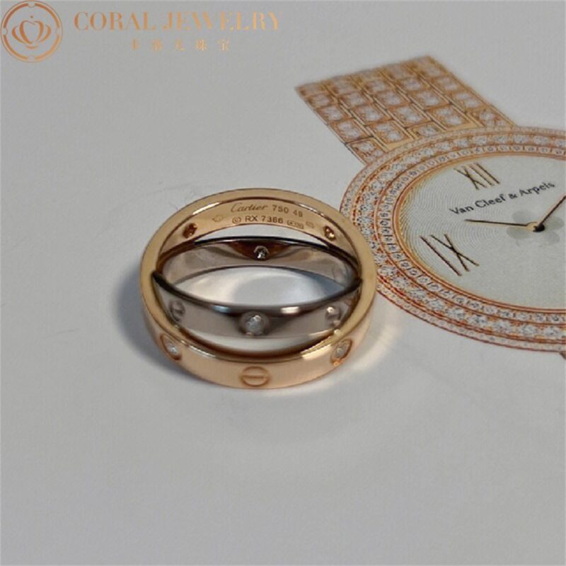 Cartier Love Ring B4094300 Rose Gold White Gold Diamonds 6 Diamonds 2