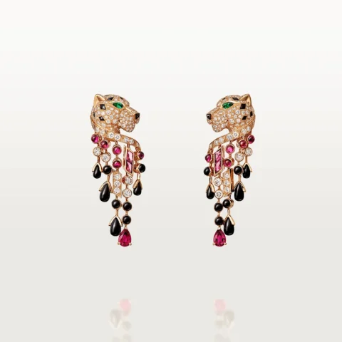 Cartier Panthère de H8000485 Cartier Earrings Rose Gold Diamonds Emeralds Rubellites 1