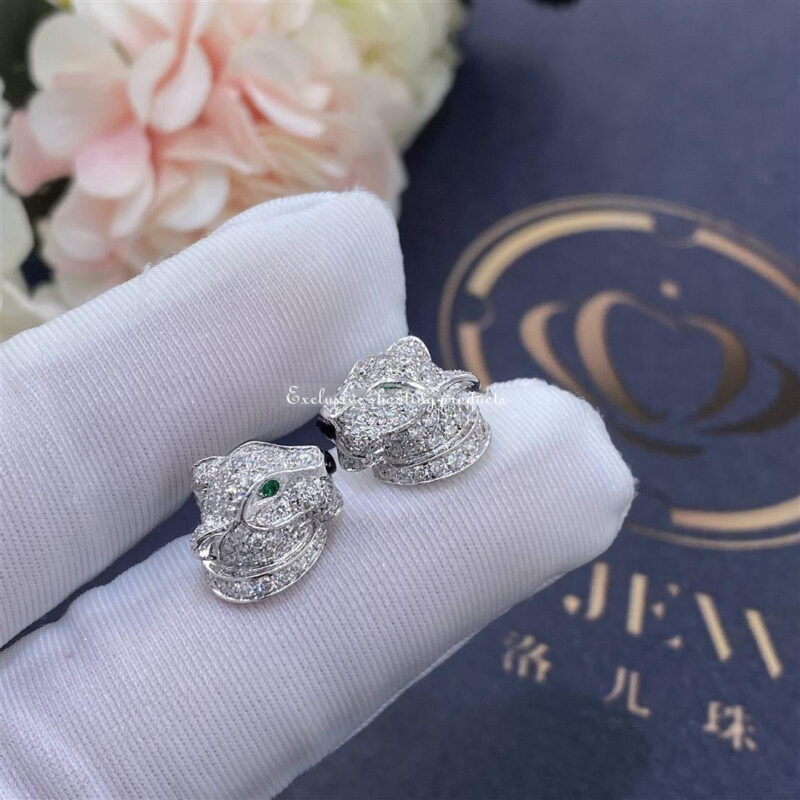 Cartier N8050700 Panthère de Cartier Earrings White Gold Diamonds Emeralds Onyx 3