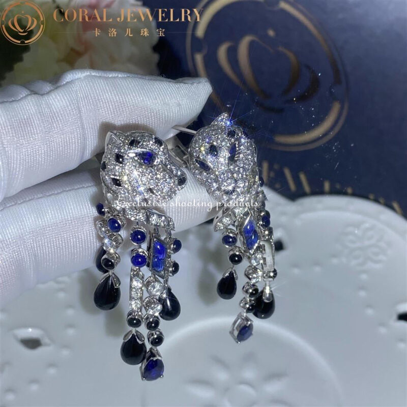 Cartier Panthère de H8000657 Cartier Earrings White Gold Diamonds Emeralds Sapphires 5