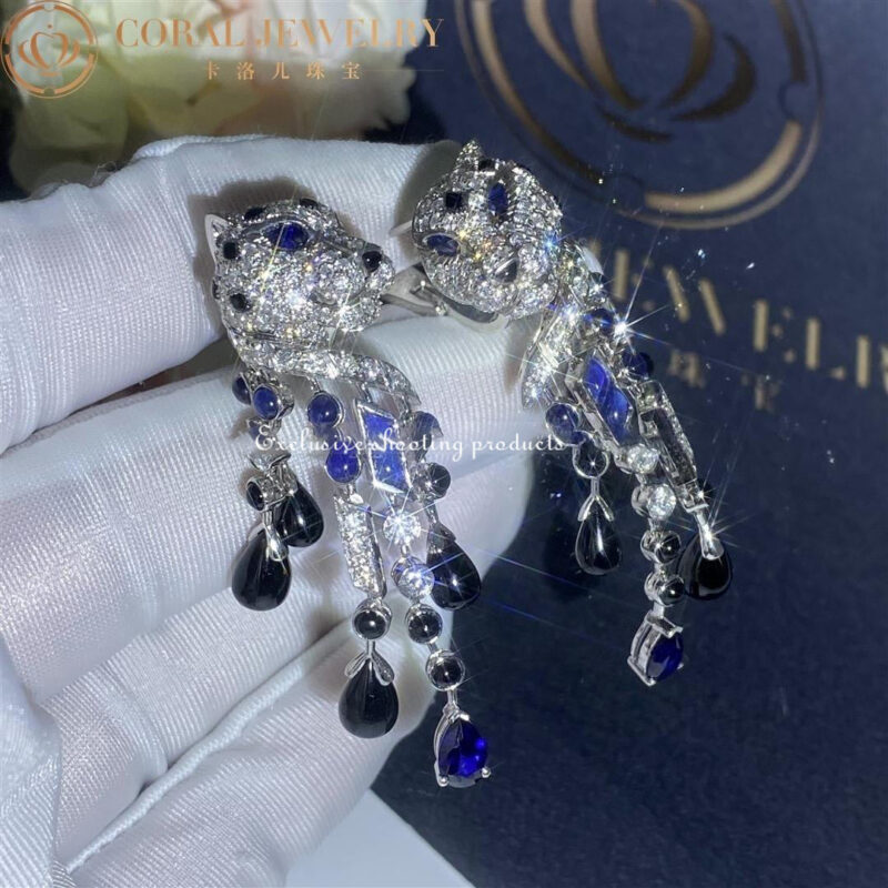 Cartier Panthère de H8000657 Cartier Earrings White Gold Diamonds Emeralds Sapphires 4