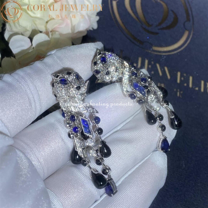 Cartier Panthère de H8000657 Cartier Earrings White Gold Diamonds Emeralds Sapphires 2