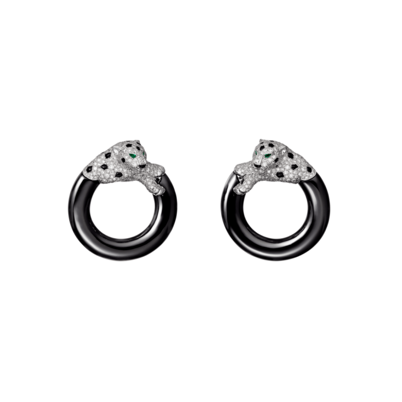 Cartier Panthère de H8000073 Cartier Earrings White Gold Diamonds Onyx Emeralds 1