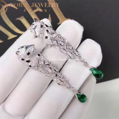 Cartier HP800671 Panthère de Cartier Earrings White Gold Diamonds Onyx Emeralds 11