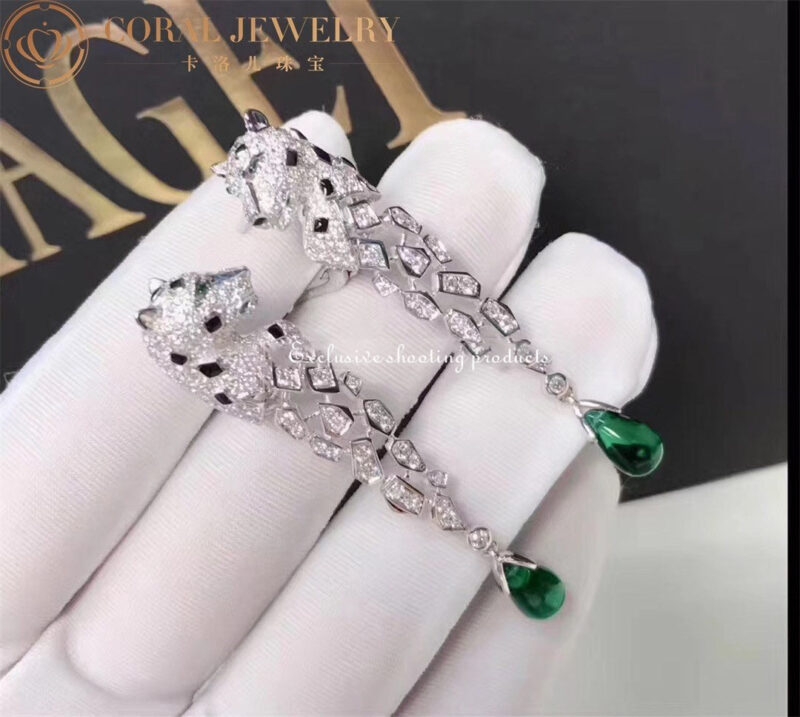 Cartier HP800671 Panthère de Cartier Earrings White Gold Diamonds Onyx Emeralds 11