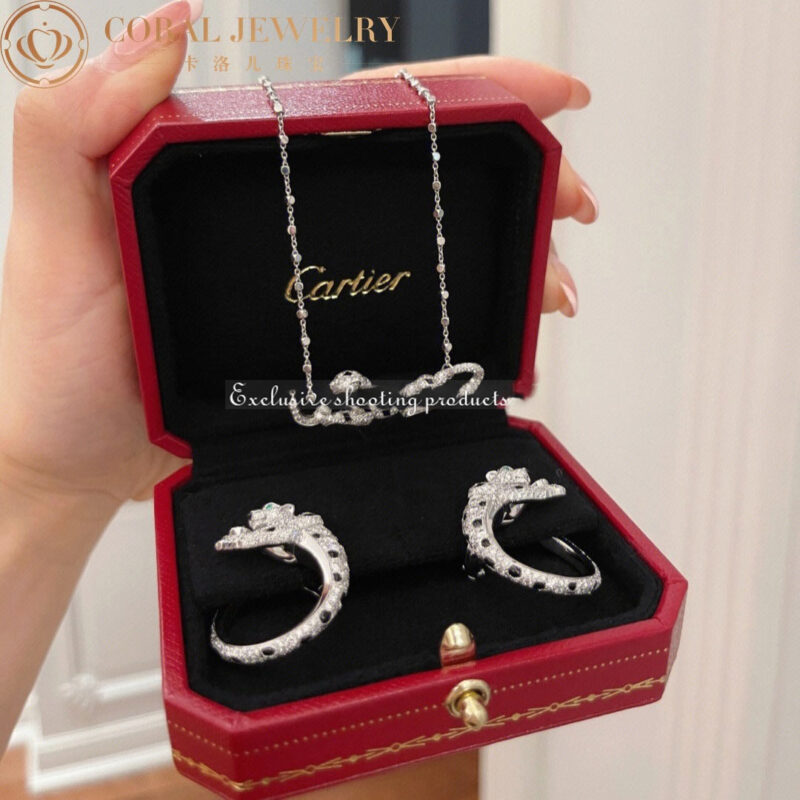 Cartier H8000330 Panthère de Cartier Earrings White Gold Emeralds Onyx Diamonds 6