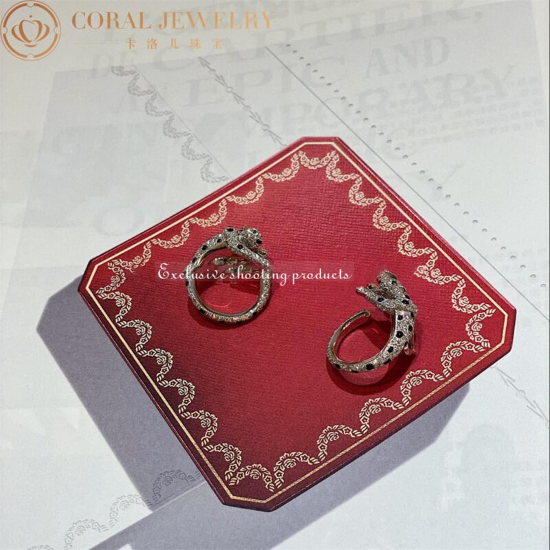 Cartier H8000330 Panthère de Cartier Earrings White Gold Emeralds Onyx Diamonds 14