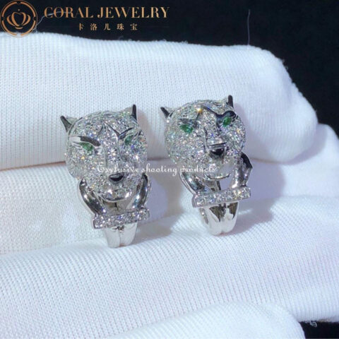 Cartier N8503200 Panthère de Cartier Earrings White Gold Emeralds Onyx Diamonds 9