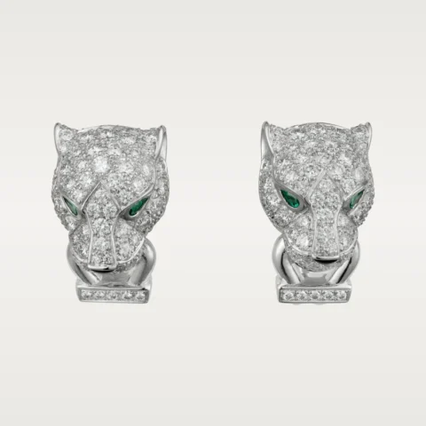 Cartier N8503200 Panthère de Cartier Earrings White Gold Emeralds Onyx Diamonds 1