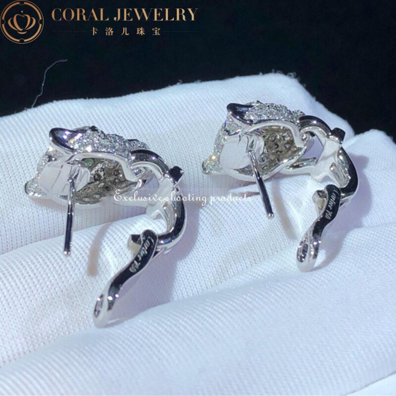 Cartier N8503200 Panthère de Cartier Earrings White Gold Emeralds Onyx Diamonds 8