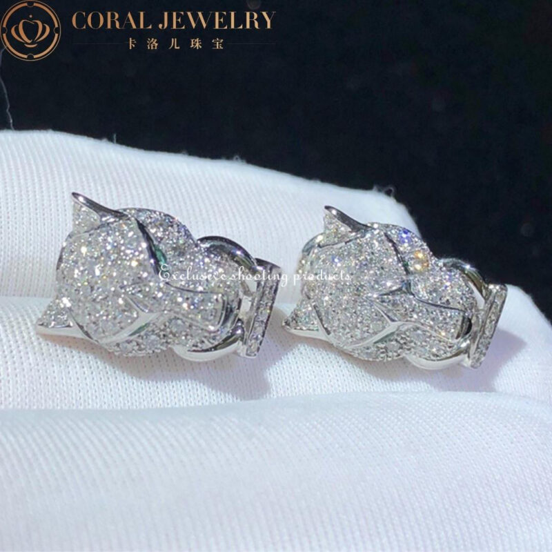 Cartier N8503200 Panthère de Cartier Earrings White Gold Emeralds Onyx Diamonds 7