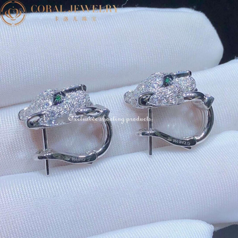 Cartier N8503200 Panthère de Cartier Earrings White Gold Emeralds Onyx Diamonds 5