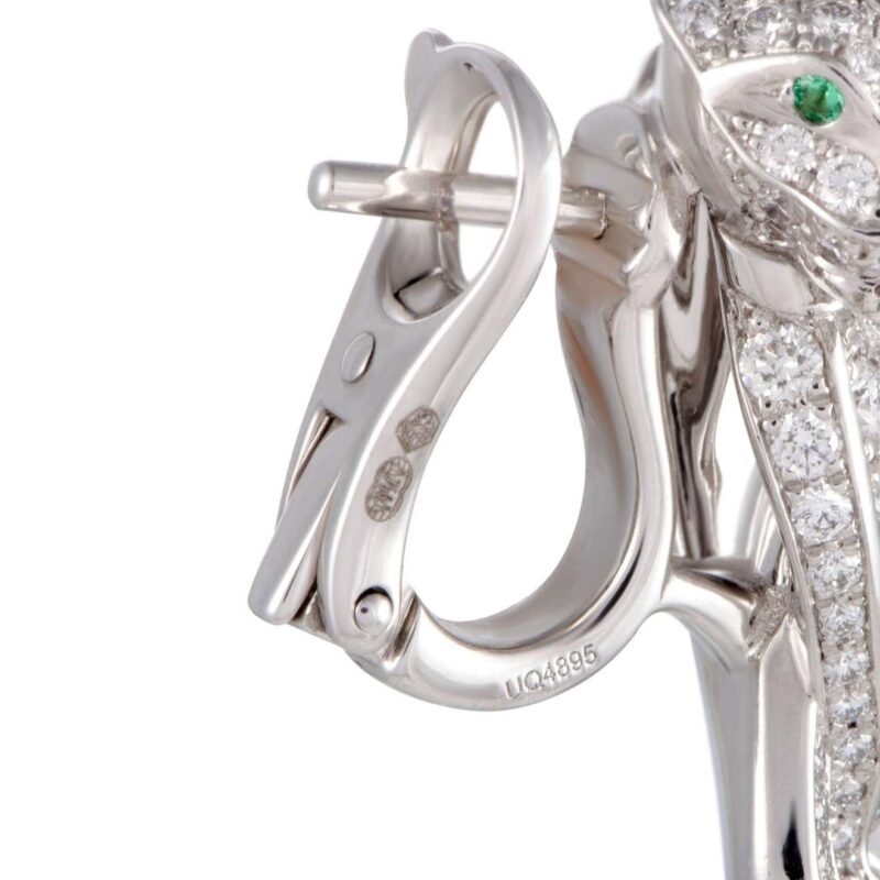Cartier Panthère de N8503400 Cartier Earrings White Gold Full Diamond Pave Emerald 7