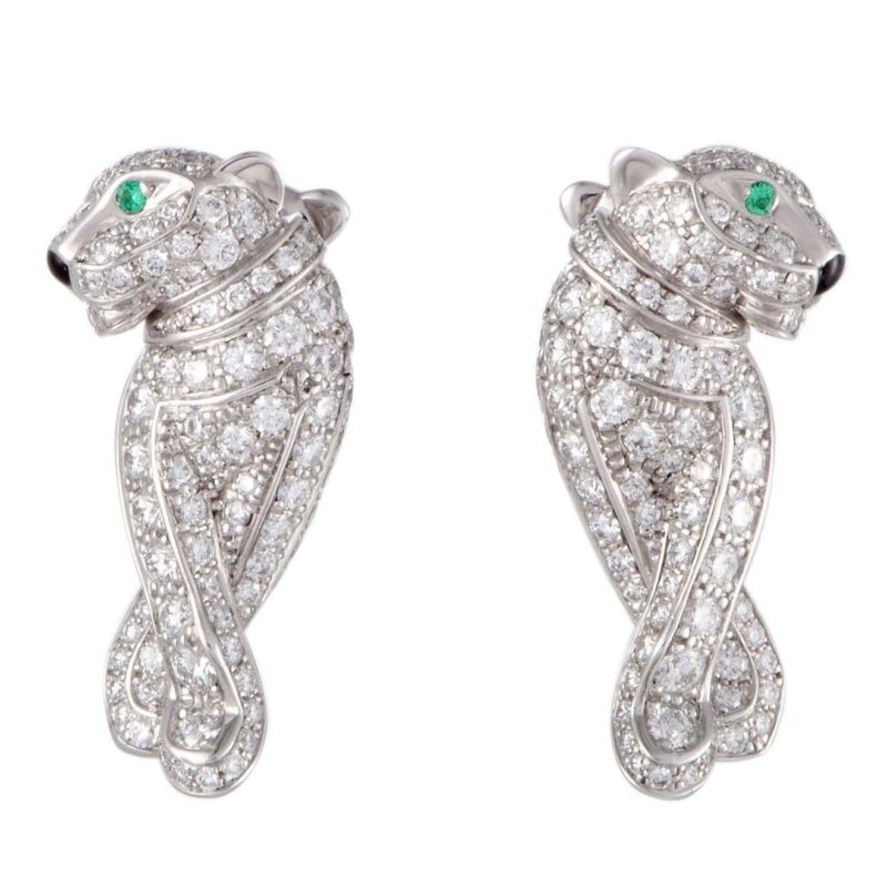Cartier Panthère de N8503400 Cartier Earrings White Gold Full Diamond Pave Emerald 6