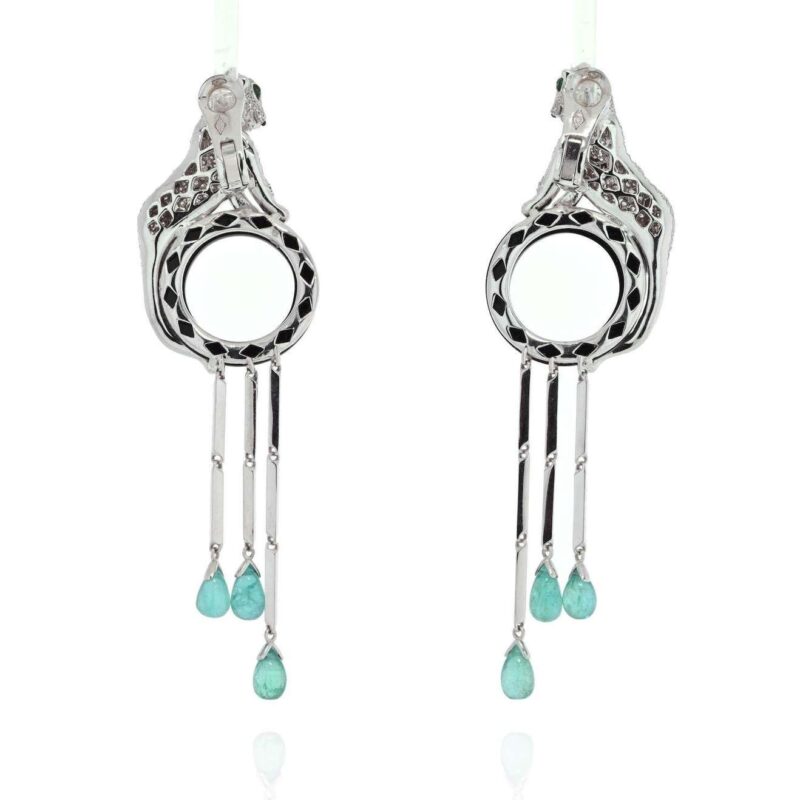 Cartier Panthère de Cartier Earrings White Gold Onyx and Emerald Tassels Earrings 2