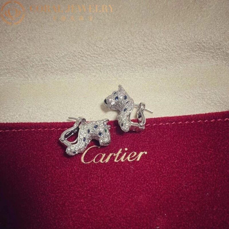 Cartier Panthère de Cartier Earrings White Gold Sapphire Diamond Pave Diamond 2